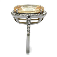 TK2503 - Stainless Steel Ring High polished (no plating) Women AAA Grade CZ Champagne