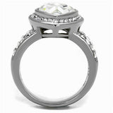 TK2504 - Stainless Steel Ring High polished (no plating) Women Top Grade Crystal Clear