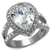 TK2504 - Stainless Steel Ring High polished (no plating) Women Top Grade Crystal Clear