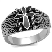 TK2505 - Stainless Steel Ring High polished (no plating) Men Epoxy Jet