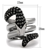 TK2511 - Stainless Steel Ring Two-Tone IP Black (Ion Plating) Unisex Top Grade Crystal Black Diamond