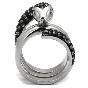 TK2511 - Stainless Steel Ring Two-Tone IP Black (Ion Plating) Unisex Top Grade Crystal Black Diamond