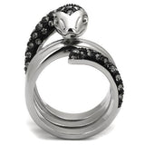 TK2511 - Stainless Steel Ring Two-Tone IP Black (Ion Plating) Unisex Top Grade Crystal Black Diamond