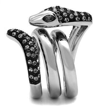 TK2511 - Stainless Steel Ring Two-Tone IP Black (Ion Plating) Unisex Top Grade Crystal Black Diamond