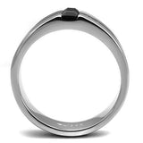 TK2516 - Stainless Steel Ring High polished (no plating) Men Top Grade Crystal Jet