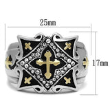 TK2517 - Stainless Steel Ring Two-Tone IP Gold (Ion Plating) Men Top Grade Crystal Clear