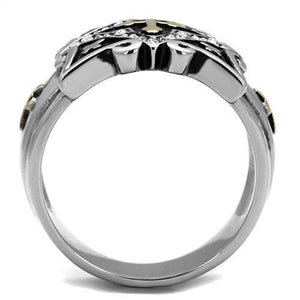 TK2517 - Stainless Steel Ring Two-Tone IP Gold (Ion Plating) Men Top Grade Crystal Clear