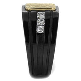 TK2519 - Stainless Steel Ring Two-Tone IP Gold (Ion Plating) Men AAA Grade CZ Clear