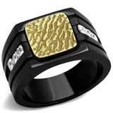 TK2519 - Stainless Steel Ring Two-Tone IP Gold (Ion Plating) Men AAA Grade CZ Clear