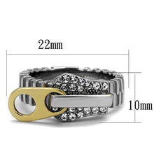 TK2520 - Stainless Steel Ring Two-Tone IP Gold (Ion Plating) Unisex Top Grade Crystal Clear