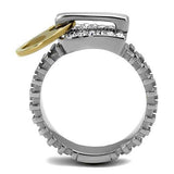 TK2520 - Stainless Steel Ring Two-Tone IP Gold (Ion Plating) Unisex Top Grade Crystal Clear