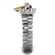 TK2520 - Stainless Steel Ring Two-Tone IP Gold (Ion Plating) Unisex Top Grade Crystal Clear