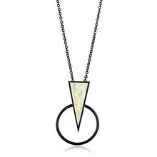 TK2524 - Stainless Steel Chain Pendant IP Black(Ion Plating) Women Leather White