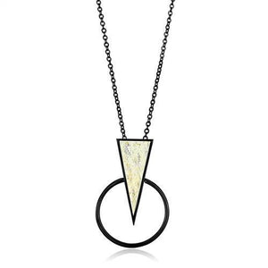 TK2524 - Stainless Steel Chain Pendant IP Black(Ion Plating) Women Leather White