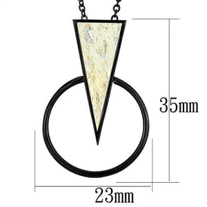 TK2524 - Stainless Steel Chain Pendant IP Black(Ion Plating) Women Leather White