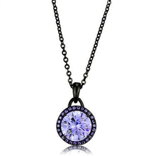 TK2525 - Stainless Steel Chain Pendant IP Black(Ion Plating) Women AAA Grade CZ Light Amethyst