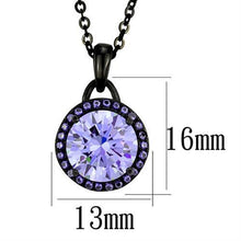 TK2525 - Stainless Steel Chain Pendant IP Black(Ion Plating) Women AAA Grade CZ Light Amethyst