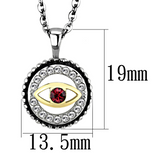 TK2527 - Stainless Steel Chain Pendant Two-Tone IP Gold (Ion Plating) Women Top Grade Crystal Garnet