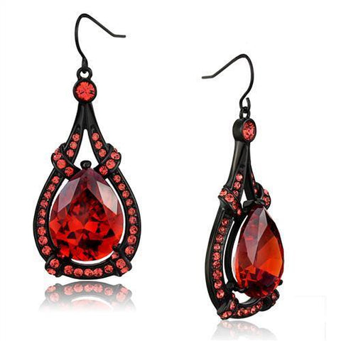 TK2531 - Stainless Steel Earrings IP Black(Ion Plating) Women AAA Grade CZ Orange