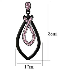 TK2532 - Stainless Steel Earrings Two-Tone IP Black (Ion Plating) Women Top Grade Crystal Light Rose