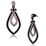 TK2532 - Stainless Steel Earrings Two-Tone IP Black (Ion Plating) Women Top Grade Crystal Light Rose