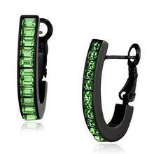 TK2534 - Stainless Steel Earrings IP Black(Ion Plating) Women Top Grade Crystal Peridot