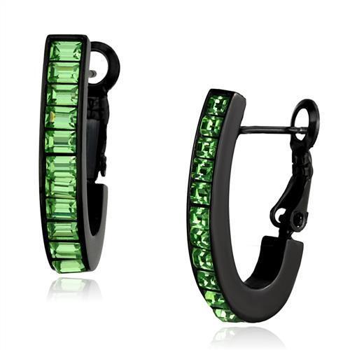 TK2534 - Stainless Steel Earrings IP Black(Ion Plating) Women Top Grade Crystal Peridot