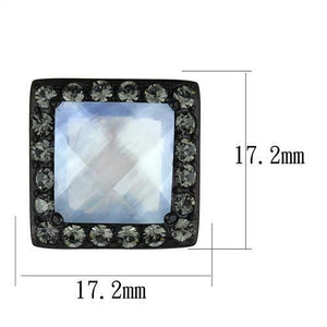 TK2536 - Stainless Steel Earrings IP Black(Ion Plating) Women Precious Stone Aquamarine AB
