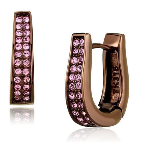 TK2537 - Stainless Steel Earrings IP Coffee light Women Top Grade Crystal Light Rose