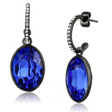 TK2538 - Stainless Steel Earrings IP Black(Ion Plating) Women Top Grade Crystal Sapphire