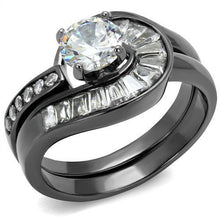 TK2546 - Stainless Steel Ring IP Light Black  (IP Gun) Women AAA Grade CZ Clear