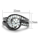 TK2546 - Stainless Steel Ring IP Light Black  (IP Gun) Women AAA Grade CZ Clear