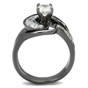 TK2546 - Stainless Steel Ring IP Light Black  (IP Gun) Women AAA Grade CZ Clear