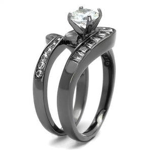 TK2546 - Stainless Steel Ring IP Light Black  (IP Gun) Women AAA Grade CZ Clear