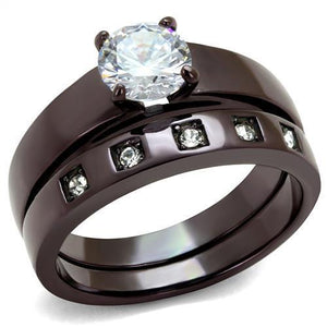 TK2547 - Stainless Steel Ring IP Dark Brown (IP coffee) Women AAA Grade CZ Clear