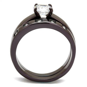 TK2547 - Stainless Steel Ring IP Dark Brown (IP coffee) Women AAA Grade CZ Clear