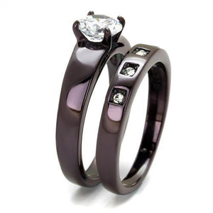 TK2547 - Stainless Steel Ring IP Dark Brown (IP coffee) Women AAA Grade CZ Clear