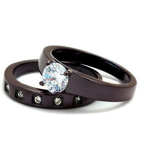 TK2547 - Stainless Steel Ring IP Dark Brown (IP coffee) Women AAA Grade CZ Clear