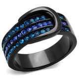 TK2549 - Stainless Steel Ring IP Black(Ion Plating) Women Top Grade Crystal Multi Color