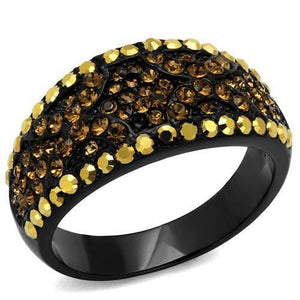 TK2552 - Stainless Steel Ring IP Black(Ion Plating) Women Top Grade Crystal Multi Color