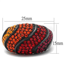 TK2553 - Stainless Steel Ring IP Black(Ion Plating) Women Top Grade Crystal Multi Color