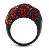 TK2553 - Stainless Steel Ring IP Black(Ion Plating) Women Top Grade Crystal Multi Color