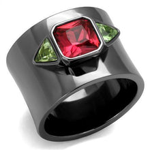 TK2556 - Stainless Steel Ring IP Light Black  (IP Gun) Women Synthetic Multi Color