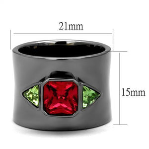 TK2556 - Stainless Steel Ring IP Light Black  (IP Gun) Women Synthetic Multi Color