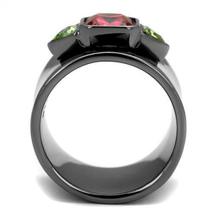 TK2556 - Stainless Steel Ring IP Light Black  (IP Gun) Women Synthetic Multi Color