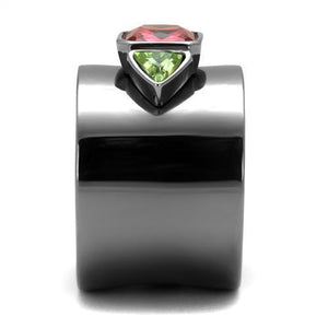 TK2556 - Stainless Steel Ring IP Light Black  (IP Gun) Women Synthetic Multi Color