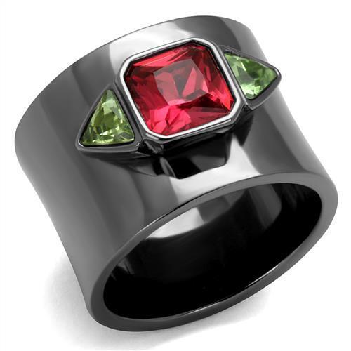 TK2556 - Stainless Steel Ring IP Light Black  (IP Gun) Women Synthetic Multi Color