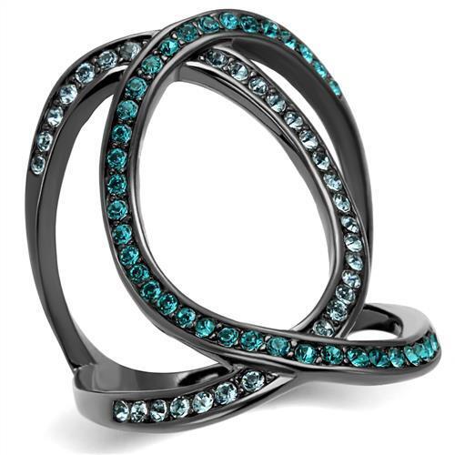 TK2557 - Stainless Steel Ring IP Light Black  (IP Gun) Women Top Grade Crystal Multi Color