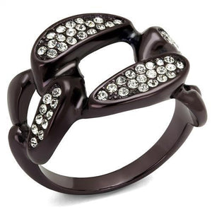 TK2558 - Stainless Steel Ring IP Dark Brown (IP coffee) Women Top Grade Crystal Clear
