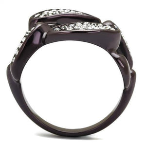 TK2558 - Stainless Steel Ring IP Dark Brown (IP coffee) Women Top Grade Crystal Clear